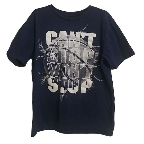Childrens Place Boys Size Large 10/12 T-Shirt Cant Stop Wont Stop Navy Blue - Picture 2 of 6